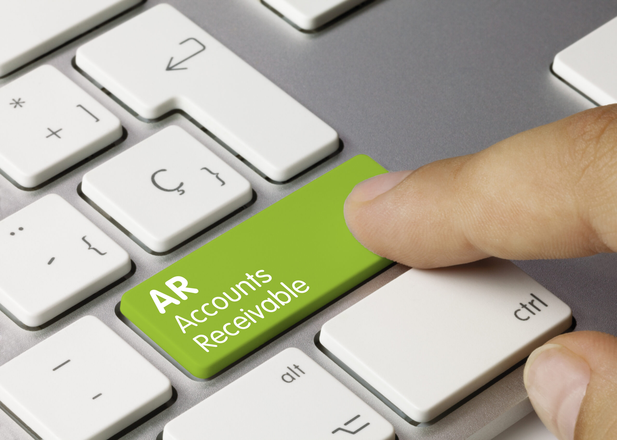 dreamstime_xl_191588771 AR Accounts Receivable analysis- Inscription on Green Keyboard Key. AR Accounts Receivable Written on Green Key of Metallic Keyboard. Finger pressing key